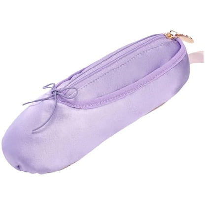 Ballet Dance Shoe Makeup Bag For Little Girls, Ballerina Slipper Makeup Pouch Bag, Ballet Pointe Shoes Gifts (Purple) - color: Purple