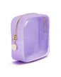 Wandering Nature Clear Makeup Bag for Purse Mini Make up Bag Cute Cosmetic Pouch for Women with Slip-in Pockets Travel Toiletry Essentials Vegan Leather Organizer Pouch,Patent Pending - color: Purple