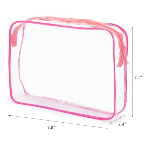 Tbestmax 10 Pack Clear Cosmetic Bags Makeup Bags Portable Waterproof TSA Approved Travel Toiletry Bags Large Organizer Rose Red, 9.8" x 7.1" x 2.4" - color: Large - Rose Red