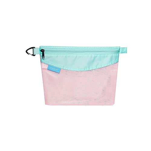 pack all Water-resistant Material Zipper Pouch, Mesh Zipper Bag for Storage, Travel, Office (Medium, Pink) - color: Pink, size: Medium