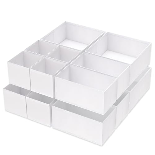 Criusia 16 Pack Underwear Drawer Organizer, Drawer Organizer Clothes, Foldable Cloth Storage Box Closet Dresser Drawer Divider Organizer for Clothes, Scarves (White) - color: White, size: 16 Pack