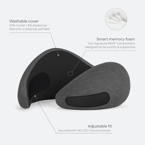Ostrichpillow Go Neck Pillow, Travel Pillows for Airplanes, Premium Memory Foam Travel Pillow, 360º Ergonomic Design, Asymmetrical Sides, Travel Bag Included, Washable Modal Cover - color: Dark Night