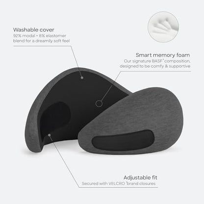 Ostrichpillow Go Neck Pillow, Travel Pillows for Airplanes, Premium Memory Foam Travel Pillow, 360º Ergonomic Design, Asymmetrical Sides, Travel Bag Included, Washable Modal Cover - color: Dark Night