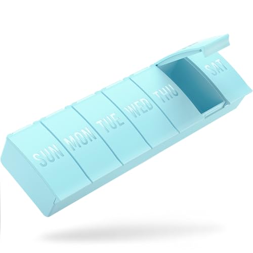 Barhon Large Weekly Pill Organizer, Big Vitamin Organizer Case for 7 Day, Travel Medicine Pill Box to Hold Various Supplements and Fish Oil, Light Blue - color: Light Blue