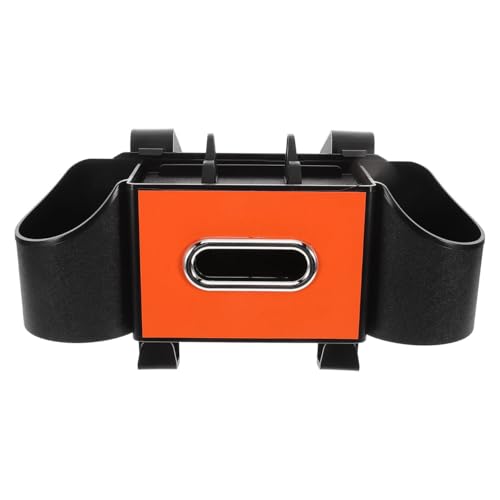 Ciieeo Multifunctional Backseat Car Organizer with Cup Holder and Tissue Box - Headrest Hanging Storage with Hooks for Phone Snack and Purse - Travel Accessories for SUV and Sedan Interior - color: Orange