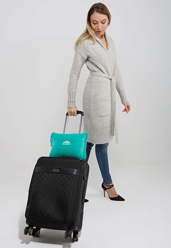 BlueHills Premium Soft Travel Blanket Pillow Airplane Blanket Packed in Soft Bag Pillowcase with Hand Luggage Belt and Backpack Clip, Compact Pack Large Warm for Any Travel (Teal Green T006) - color: Teal-1pk-t006