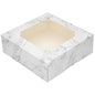 20 Pack Bakery Boxes with Window Small 6x6x2 inch for Cookie, Candy, Pastry, Brownie, Chiffon Cake, Tart, Pie, Waffle (White Marble) - color: White Marble