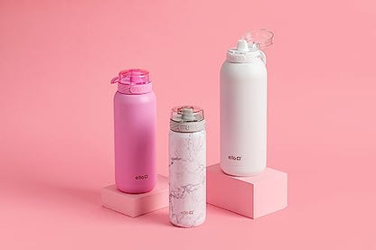 Ello Cooper 18oz Kids Stainless Steel Water Bottle with Straw and Carry Handle, Double Walled and Vacuum Insulated Metal, Leak Proof Locking Lid with Soft Silicone Spout, Reusable, BPA Free, White - color: White, size: 18 Ounces