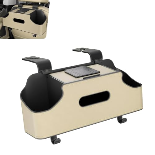 Back Seat Cup Holders for Cars, 11.42" x 3.35" Backseat Car Organizer, Multifunctional Back Seat Storage Box, Universal for Vehicles (Beige) - color: Beige