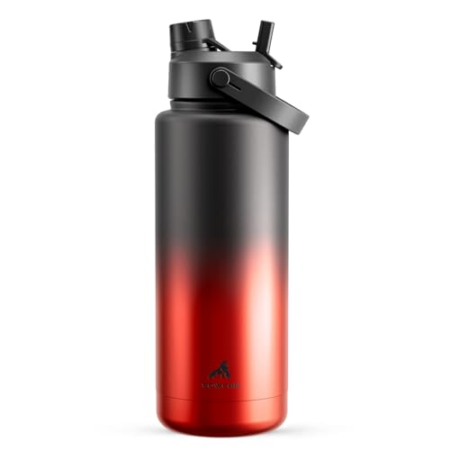 POWCAN 40 oz Insulated Water Bottle with 2-in-1 Straw and Spout Lid, Keep Cold 24H, Leak-Proof, BPA-Free, Double Wall Stainless Steel Water Bottle for Sports, Gym, Travel, Gift, and School (Ace) - color: Ace, size: 40 Ounces