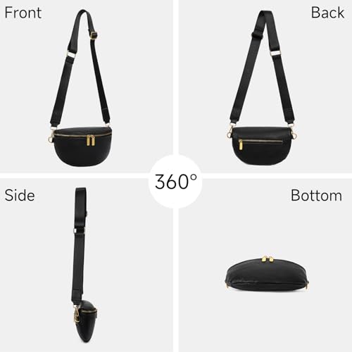 GAEKEAO Crossbody Bags for Women Fashion Sling Purse Fanny Pack Leather Belt Bum Bag Chest Shoulder Bag for Travel Black - color: A01 Black