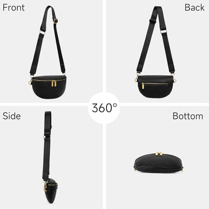 GAEKEAO Crossbody Bags for Women Fashion Sling Purse Fanny Pack Leather Belt Bum Bag Chest Shoulder Bag for Travel Black - color: A01 Black