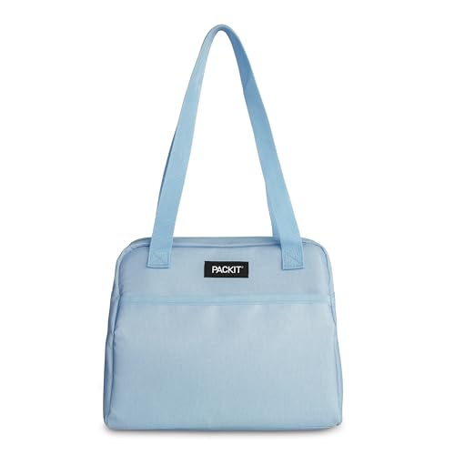 PackIt(R) Freezable Hampton Lunch Bag, Sky Blue, Built with EcoFreeze(R) Technology, Collapsible, Reusable, Zip Closure with Front Pocket and Shoulder Straps, Designed for Fresh Office Lunches - color: Sky Blue