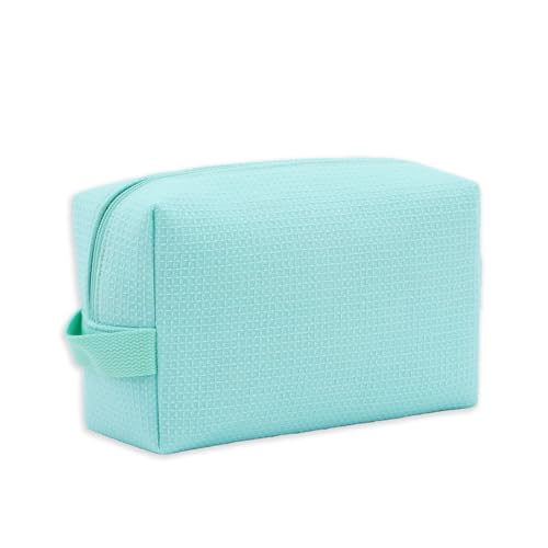 DYSHAYEN Waffle Makeup Pouch Bag, Small Travel Cosmetic Bag, Gifts for Women Bridesmaid,Wedding,Christmas (Mint) - color: Mint