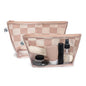 Tiny Twinkle Diaper Bag Organizing Pouches | 2 Pack Mess-Proof Travel Organizer Bags with Structured Bottom & Clear Front | TSA Approved Toiletry Bag Set for Baby and Mom Essentials (Beige Checkers) - color: Beige Checkers