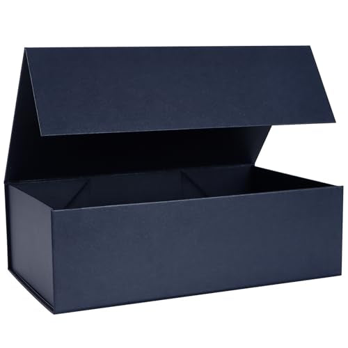 LFBOX Navy Blue Gift Box with Magnetic Lids 13.8x8.3x4.4 in, Bridesmaid Groomsman Proposal Box, Large Rectangle Storage Box 1 Pack - color: Navy Blue, size: 1 count (Pack of 1)