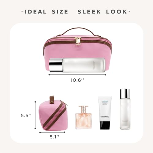 Travel Makeup Bag – Large Cosmetic Organizer with Waterproof Nylon, Smooth Double Zipper & Tear-Resistant Lining, Toiletry Pouch for Women (Pink) - color: 05-Pink