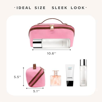 Travel Makeup Bag – Large Cosmetic Organizer with Waterproof Nylon, Smooth Double Zipper & Tear-Resistant Lining, Toiletry Pouch for Women (Pink) - color: 05-Pink