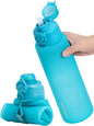 TakeToday Collapsible Water Bottles 32oz, Foldable Travel Bottle, TSA-Approved Leakproof Newly Silicone Water Bottle for Hiking, Travel, Outdoors, Blue - color: Blue