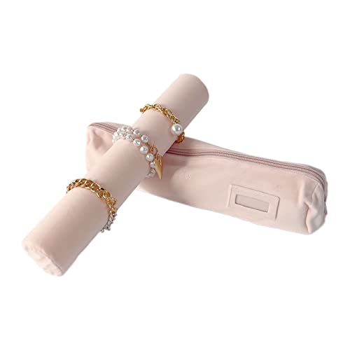 UnionPlus Travel Jewelry Roll, Organizer for Brackets Bangles Watches, Great Jewelry Organizer for Travel, Pink - color: Pink, size: Large