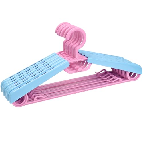 6-Pack Heavy Duty Plastic Extra-Wide Arm 15"-23" Suits Clothes Hangers with Swivel Hooks,Perfect for Coat,Jacket,Dress,Shirt,Trousers or Closet Space Saving,Pink - color: Pink+light Blue