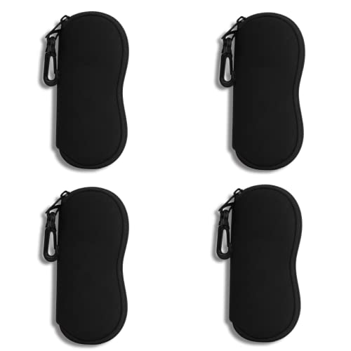 Hion Sunglasses Soft Case Ultra Light Neoprene Zipper Eyeglass Case With Belt Clip - color: 4pcs Black