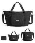 BAGSMART Foldable Travel Bag, 37L Expendable Personal Item Bag, Lightweight Travel Essentials for Women, Water Resistant Extra Carry on Bag, Black - color: Black