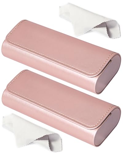 RayLove Hard Shell Glasses Case, Lightweight Leather Eyeglass Case, Travel-Friendly Sunglasses Protector for Men & Women - color: 2, Rose Gold