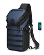 Somago Sling Backpack with USB Charging Port Water-Resistant Tactical Backpack Crossbody Chest Bag with Anti-theft Pocket (Navy) - color: Navy