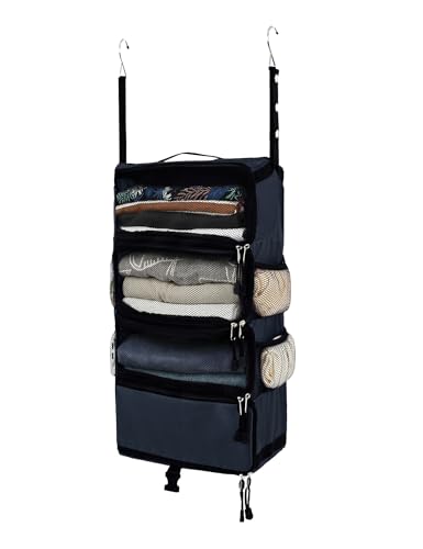 ELEZAY Hanging Packing Cubes All in One Ultra-Light Travel Shelves Portable Compression Organizer Bag Essentials for Carry-on Luggage Suitcase Closet Wardrobe Accessories Small, Navy - color: Navy, size: Small