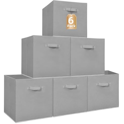 STORAGE MANIAC Storage Cubes, 13 Inch Collapsible Storage Bins with Handles, 6 Pack Fabric Foldable Bins for Organization, Durable Storage Bins for Closet, Shelves, Offices, 6-Pack Grey - color: Grey-6 Pack, size: 13 INCH