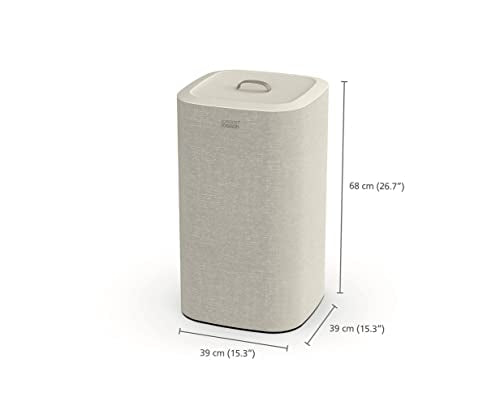 Joseph Joseph Tota 60 liter/15.8 gallon Laundry Hamper Separation Basket with lid, 2 Removable Washing Bags with Handles- Ecru - color: Ecru, style: Dual Compartment 60L