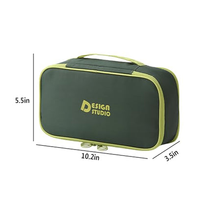 Portable Underwear Bra Storage Bag Waterproof Travel Organizers Multi-Layer Toiletry Packing Cube - color: Green