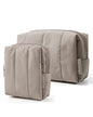 BAGSMART Makeup Bag Duo Set, Puffy Padded Travel Cosmetic Organizer with Slip-in Pockets, Large Toiletry Bag & Small Purse Pouch, Travel Essentials for Women, Greige - color: 14-Brown