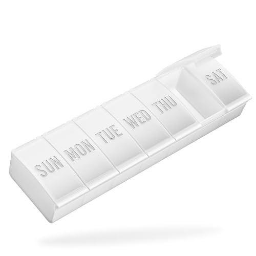 Barhon Pill Organizer Large, Weekly Medicine Pill Organizers, 7 Day Pills Box Case Travel for Big Vitamin Supplements Fish Oil, White - color: White