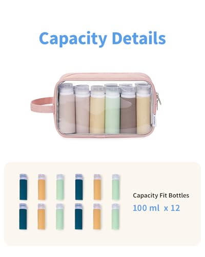 Narwey Clear Travel Toiletry Bags for Traveling Toiletries Men Women, Clear Makeup Bag Cosmetic Bag with Zipper, Make Up Pouch Organizer Bag with Handle, Skincare Beach Snack Medicine Bag, Pink - color: Clear-Pink