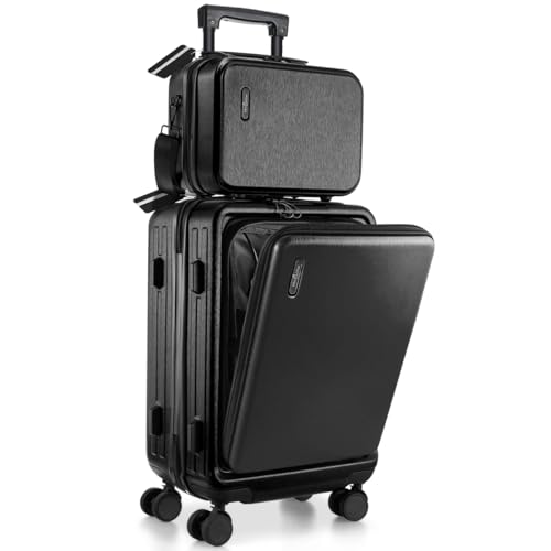 TRAVELARIM Hard Shell Luggage Sets with Spinner Wheels 4 Piece, Expandable Large Suitcases with TSA Lock, Travel Large Suitcase Set, White Luggage Set - color: Jet Black, size: Carry-on 20 Inch