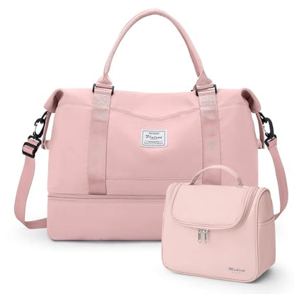 Travel Duffle Bag with Shoe Compartment,Weekender Bags for Women, Carry on Overnight Bag with Toiletry Bag,Gym Duffel Bag with Wet Pocket - color: C-Pink-1032, size: Large