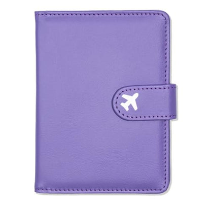 Passport Holder, Travel Wallet Cover with Pen Loop | Cute RFID Blocking Leather Case with Magnetic Closure for Travel Essentials-Purple - color: U-Purple