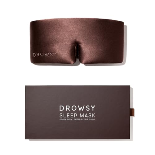 DROWSY Silk Sleep Mask - Face-Hugging, Padded Cocoon for Luxury Sleep in Total Darkness - 100% Pure Mulberry Silk (Cocoa Glow) - color: Chocolate, size: 1 Count (Pack of 1)