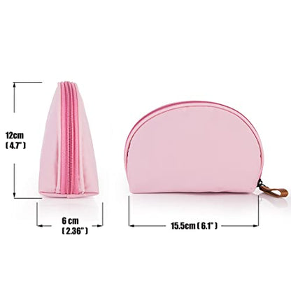 Hekyip Half Moon Cosmetic Beauty Bag for Purse Travel Handy Makeup Pouch for Women Ladies (PINK) - color: PINK