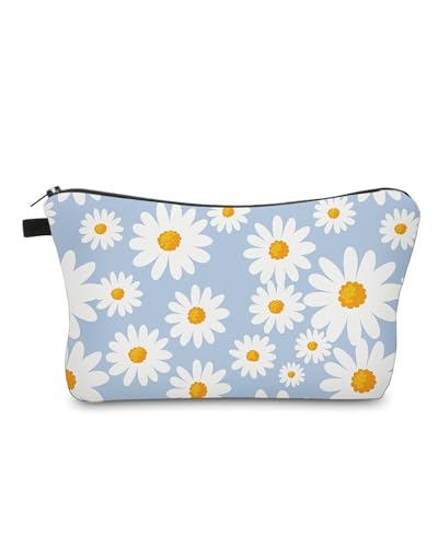 Cute Travel Makeup Bag Cosmetic Bag Small Pouch Gift for Women (Daisy Pale Blue) - color: Daisy Pale Blue