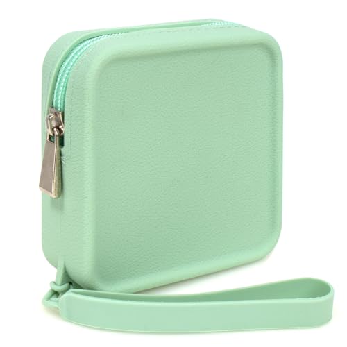 Silicone Mini Makeup Bag Pouch for Purse, Small Cosmetic Travel Bag Zipper Pouch Waterproof Cute Coin Purse Portable Makeup Storage Bag Travel Toiletry Organizers Bag for Women Girls - color: Mini Green