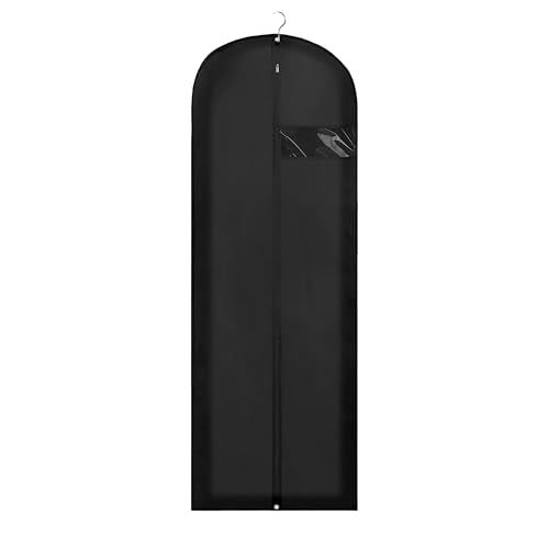 65" Dress Bags for Gowns Long, Garment Bags for Hanging Clothes with Clear Window, Foldable Suit Bag Cover for Travel and Storage (Black) - color: Black 65"