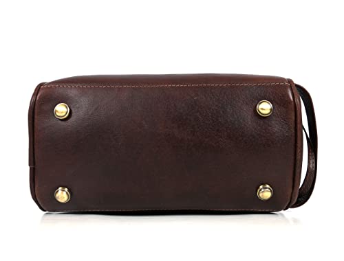 Leather Toiletry Travel Pouch Leather Waterproof Dopp Kit By Aaron Leather Goods - color: Honey Brown