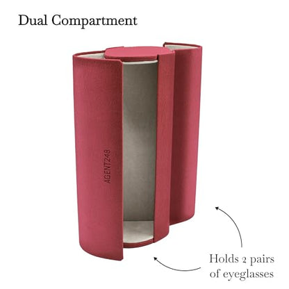 Eyeglass and Sunglass 2-Compartment Travel Case - color: Merlot Red