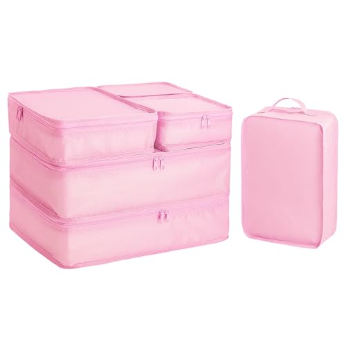 Packing cubes for Travel, CALACH Luggage Organizer Bags 6 Set Packing Cubes for Suitcases Travel Essentials for Carry on Mesh Suitcase Organizer with Shoe Bag (pink) - color: pink