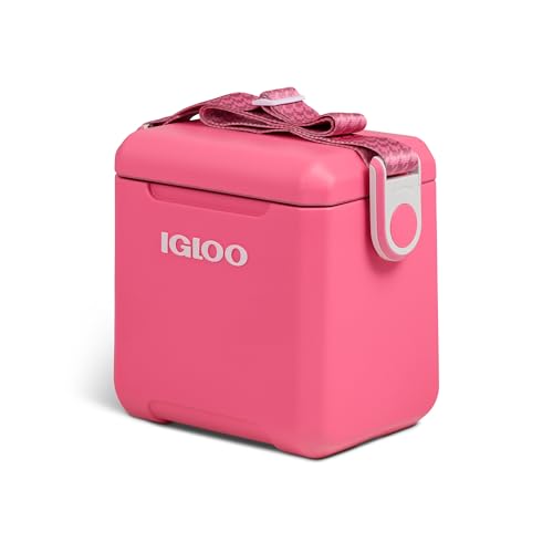 Igloo Tag Along Too Coolers | Insulated Hard Shell Picnic Style Cooler | Rolling Ice Chest - color: Thrift Pink, style: Tag Along Too