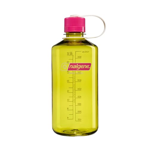 Nalgene 32 oz Narrow Mouth Water Bottle | BPA-Free, Durable & Leak Proof, Lightweight for Hiking & Gym – Thrill & Motion, Endive w/Fuschia Purple - color: Endive w/Fuchsia Purple, size: 32 Ounces