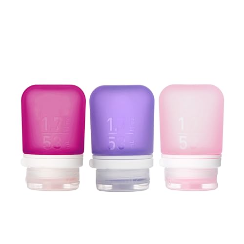 humangear GoToob+ Bottles - Silicone Leak-Proof Travel Tubes for Toiletries, Camping & TSA Carry-On (3-Pack), Small (1.7 fl oz; 53ml), Rose/Lilac/Magenta - color: Rose/Lilac/Magenta, size: 1.7 Ounces